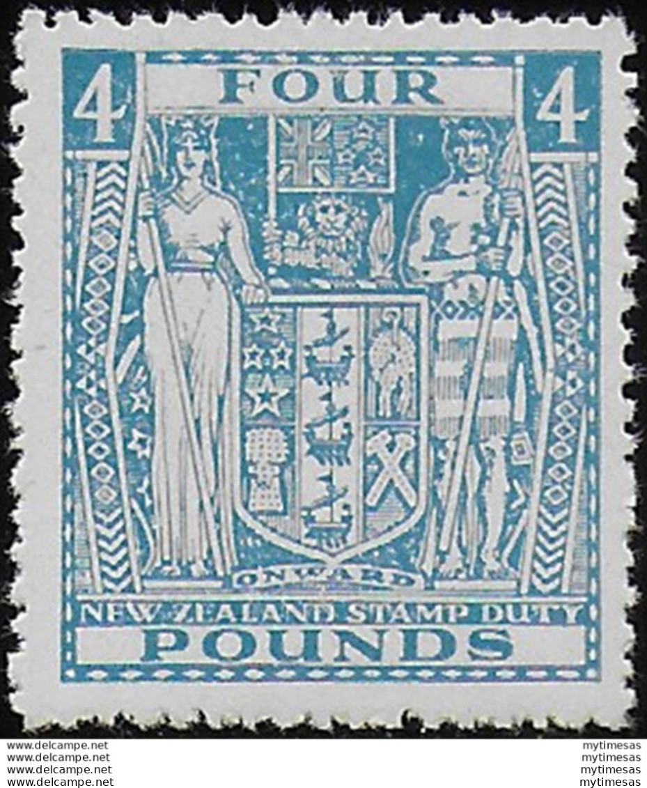 1952 New Zealand Fiscal Stamps £4 Light Blue MNH SG N. F210 - Full Years