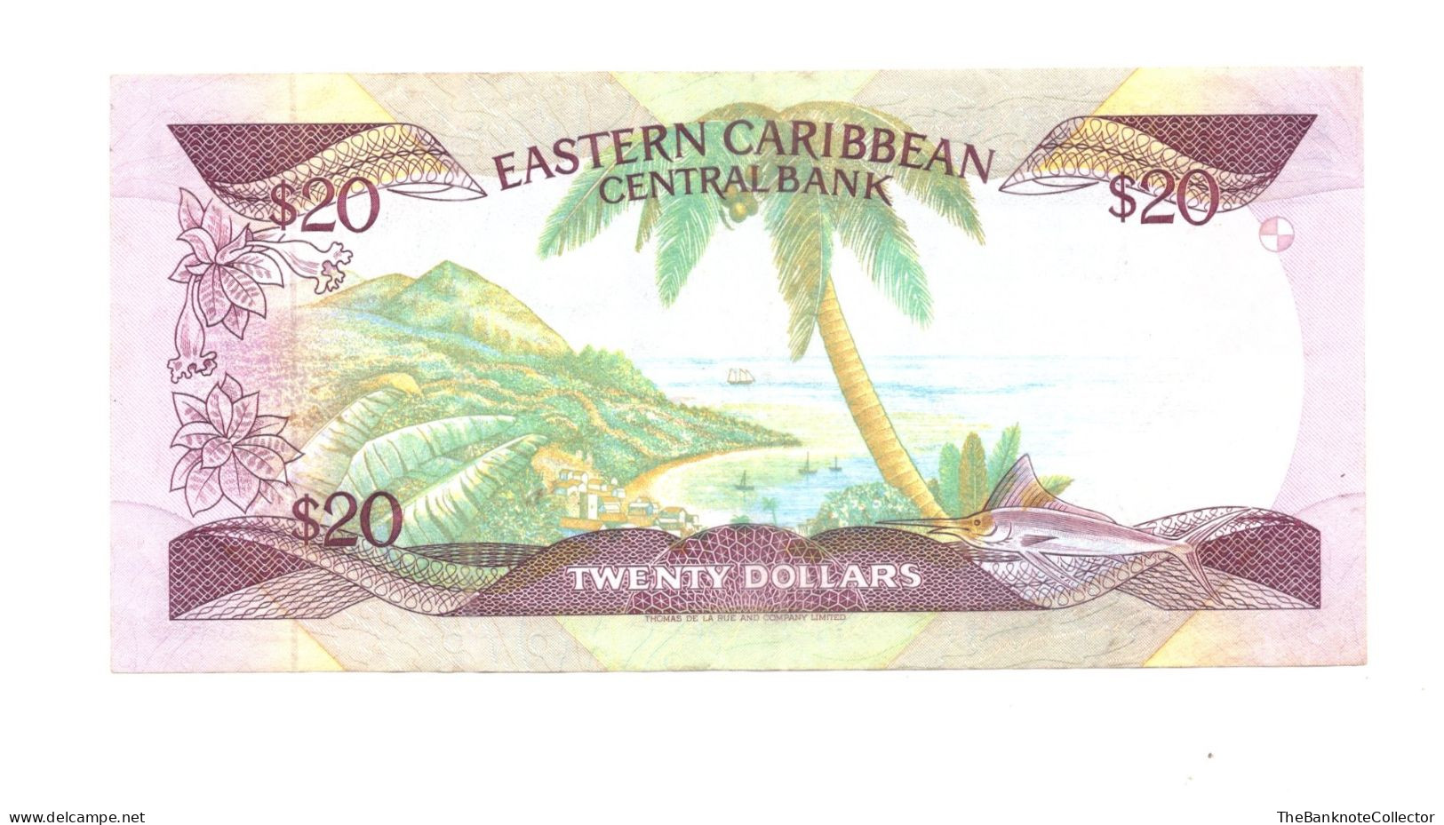 Eastern Caribbean Central Bank 20 Dollars ND 1988-1993 QEII P-19 St. Vincent Prefix V - Ostkaribik