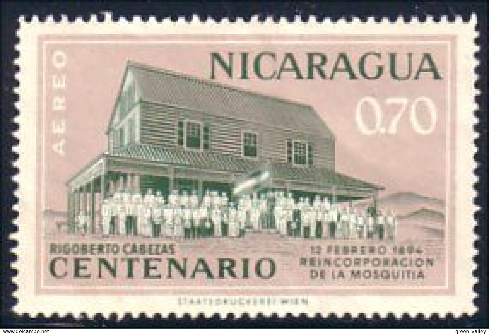 684 Nicaragua Cabezas Centenario No Gum Sans Gomme (NIC-195) - Nicaragua