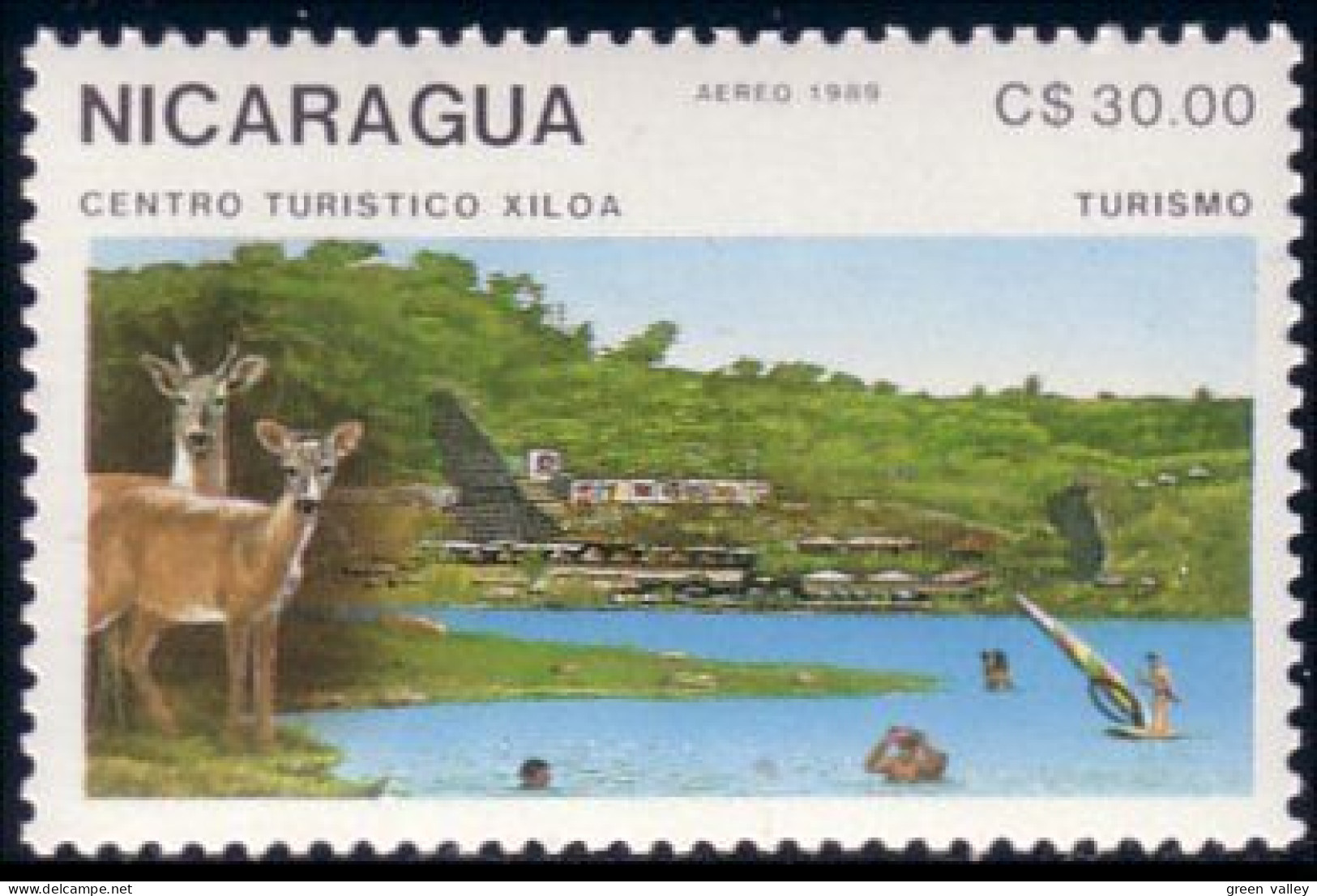 684 Nicaragua Deer Chevreuil Xiloa Hotel MNH ** Neuf SC (NIC-137) - Gibier