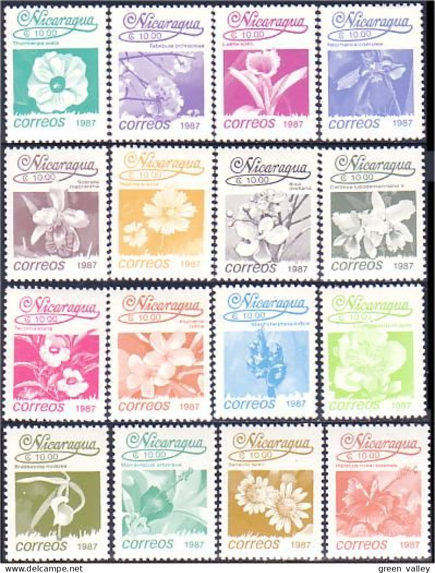 684 Nicaragua 1987 16 Flowers Orchidées 10c Orchids MNH ** Neuf SC (NIC-60) - Nicaragua