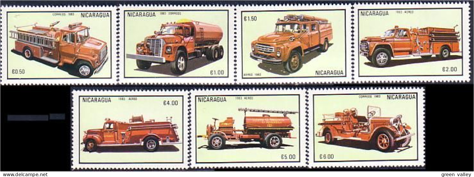 684 Nicaragua Camions De Pompiers Firefighting Trucks MNH ** Neuf SC (NIC-24a) - Nicaragua