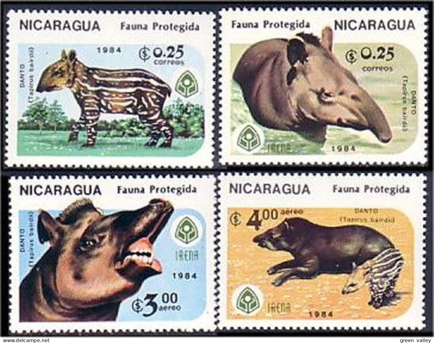 684 Nicaragua Tapir Pecari Cochon Sauvage Wild Boar MNH ** Neuf SC (NIC-35b) - Other & Unclassified