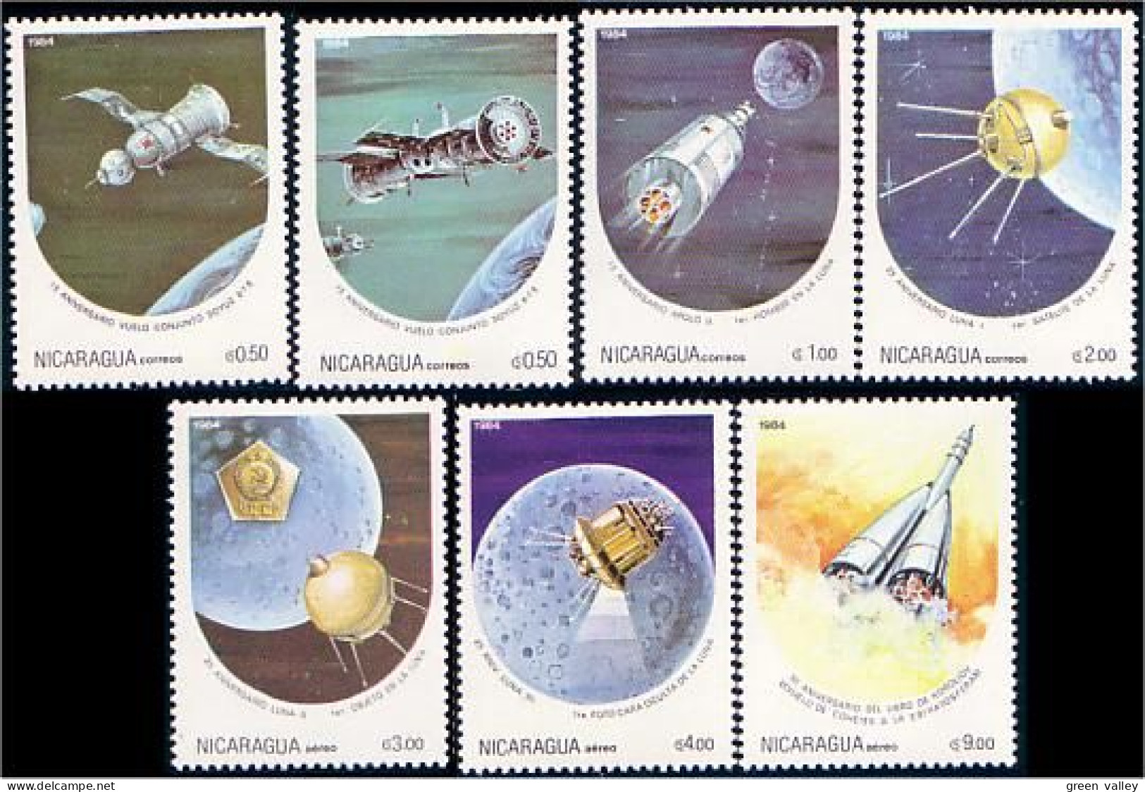 684 Nicaragua Fusée Rocket Communication Satellite Communications MNH ** Neuf SC (NIC-31b) - Sud America