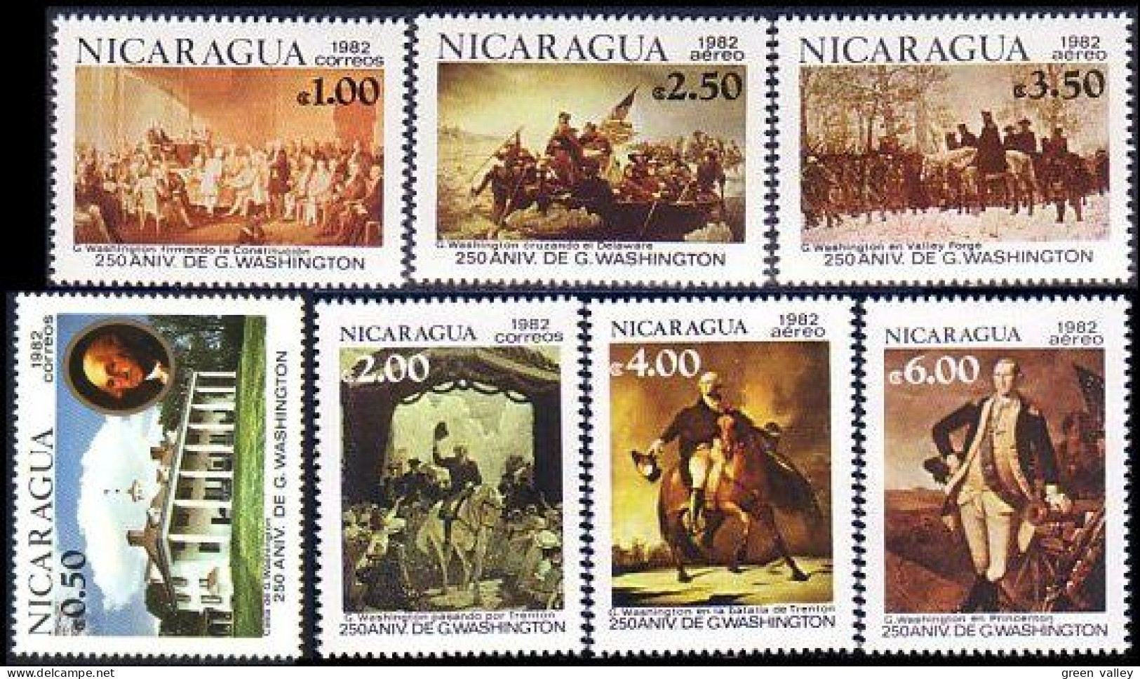 684 Nicaragua Maison Natale De Washington Birth House MNH ** Neuf SC (NIC-14c) - Us Independence