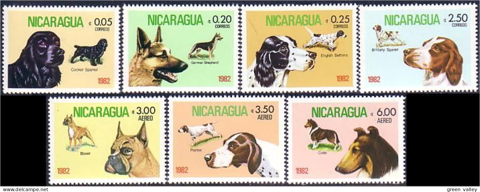 684 Nicaragua Cocker Spaniel Setter Boxer Pointer Collie Berger Allemand German Shepherd MNH ** Neuf SC (NIC-9b) - Dogs