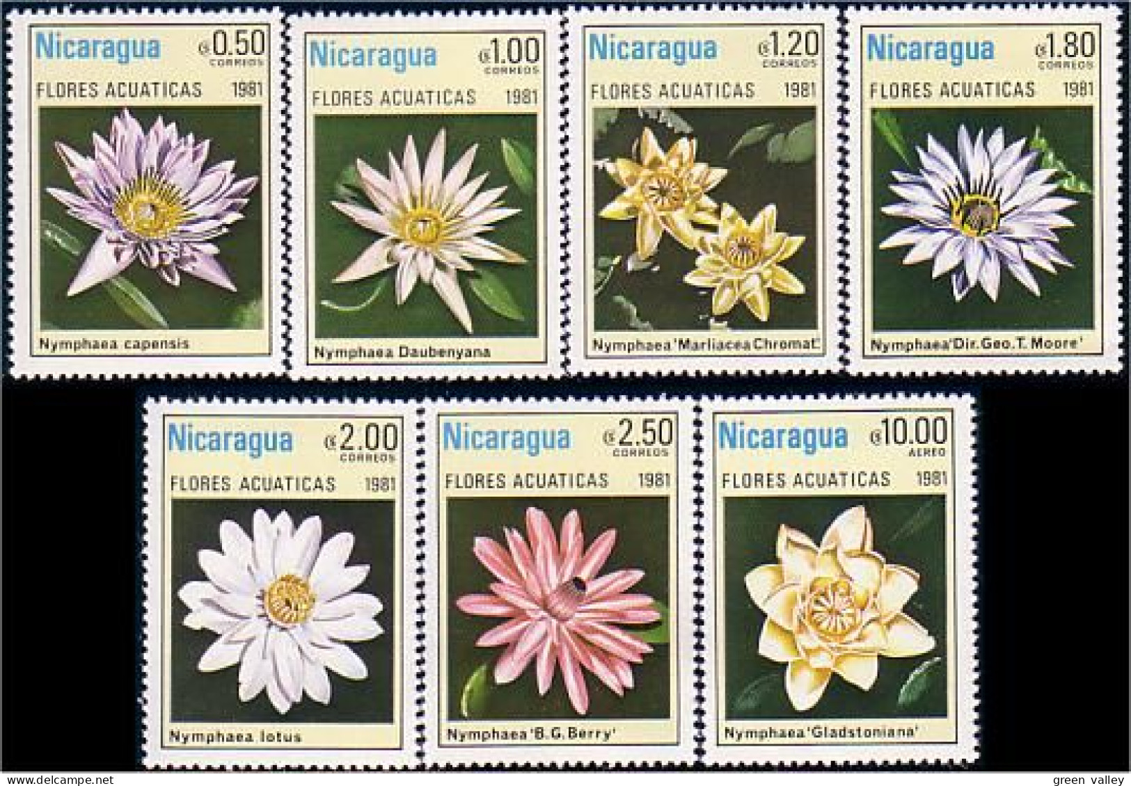 684 Nicaragua Fleurs Aquatiques Nénuphars Water Lilies Aquatic Flowers MNH ** Neuf SC (NIC-3) - Nicaragua
