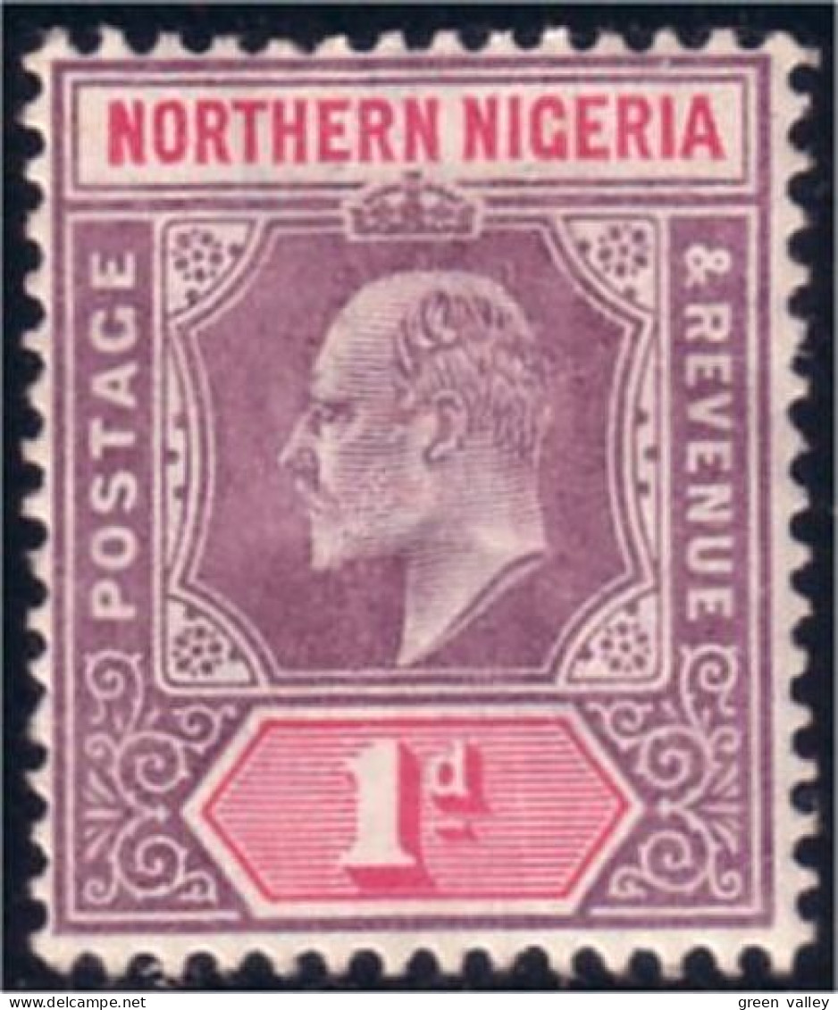 674 Northern Nigeria Edward VII 1d Violet Rose MH * Neuf (NGA-110) - Nigeria (...-1960)