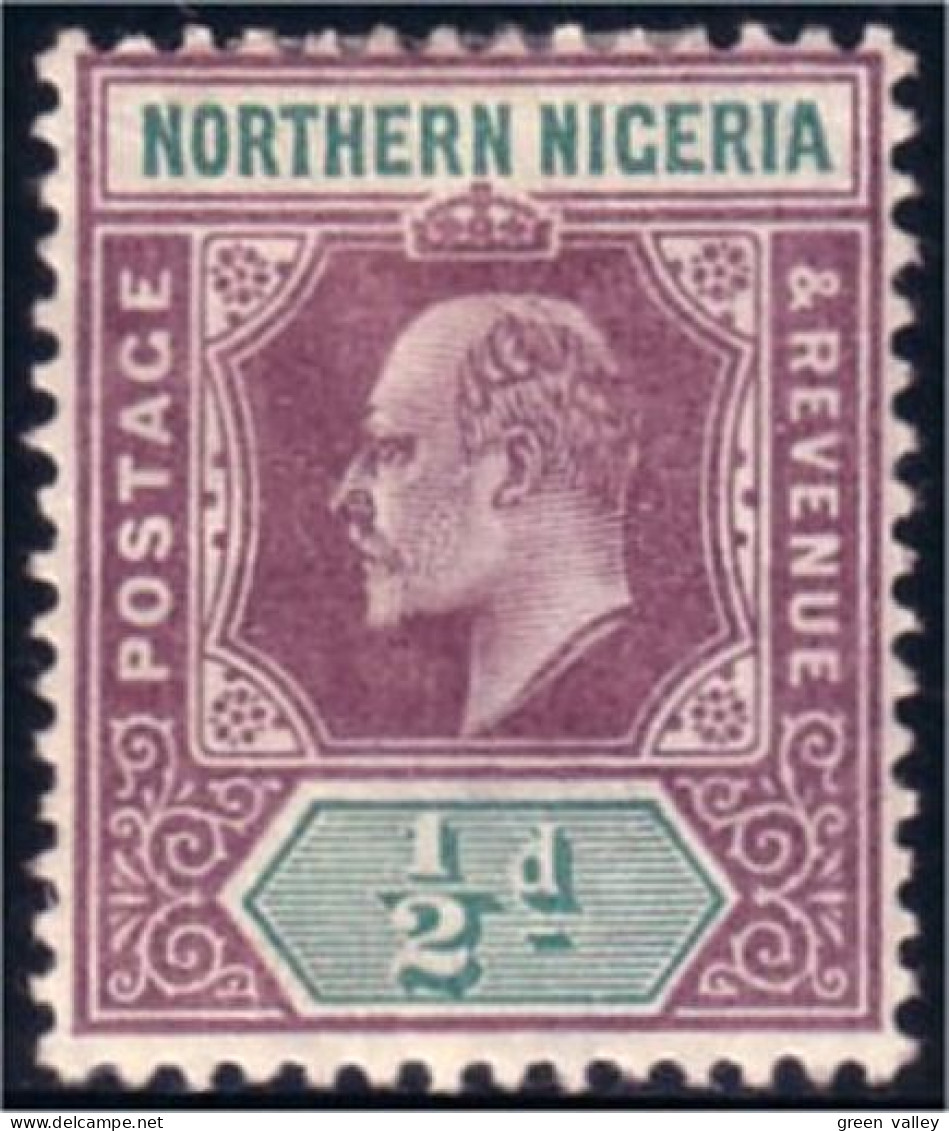 674 Northern Nigeria Edward VII 1/2d Violet Green MH * Neuf (NGA-109) - Nigeria (...-1960)