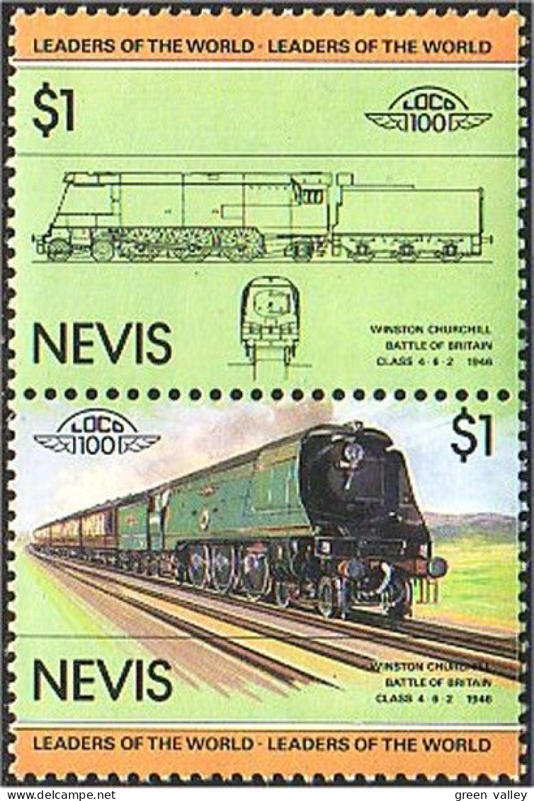 672 Nevis Locomotive Winston Churchill MNH ** Neuf SC (NEV-36a) - St.Kitts And Nevis ( 1983-...)