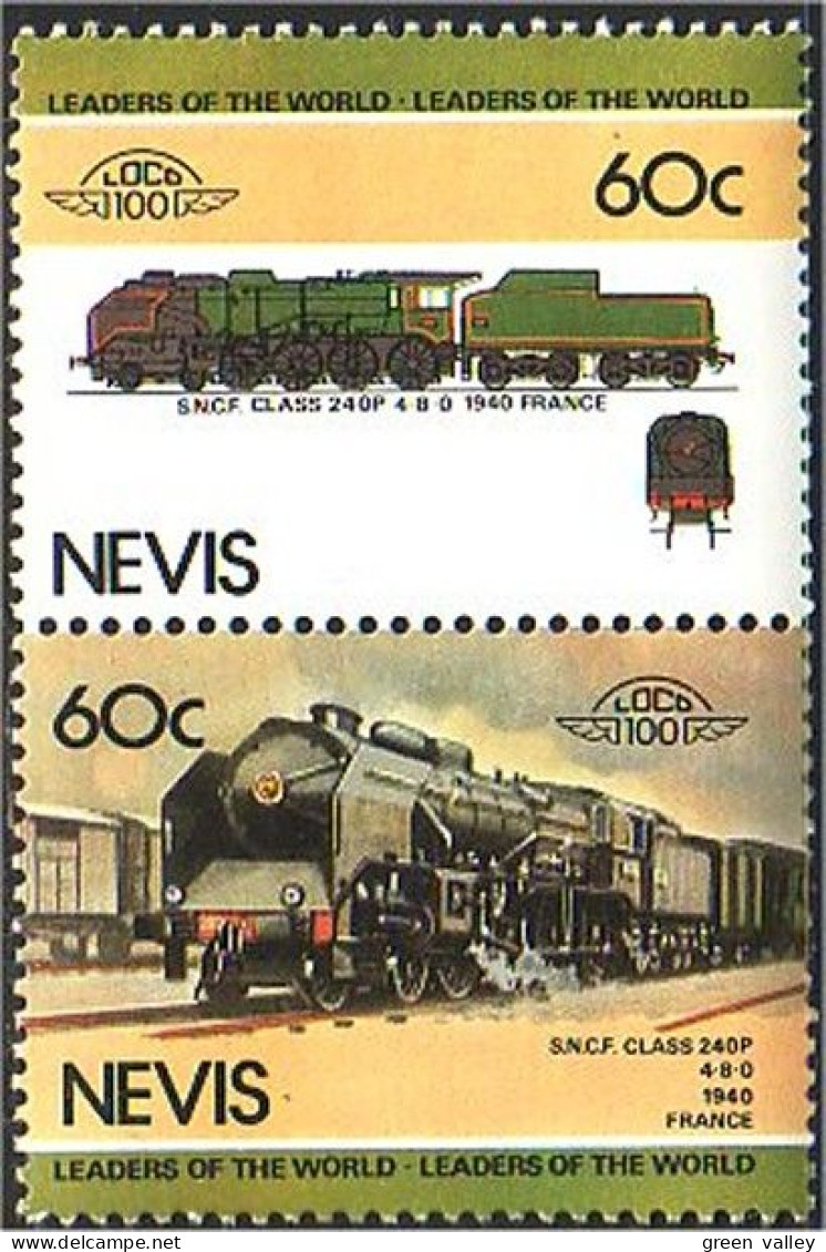 672 Nevis Locomotive SNCF Class 240P MNH ** Neuf SC (NEV-30a) - St.Kitts And Nevis ( 1983-...)