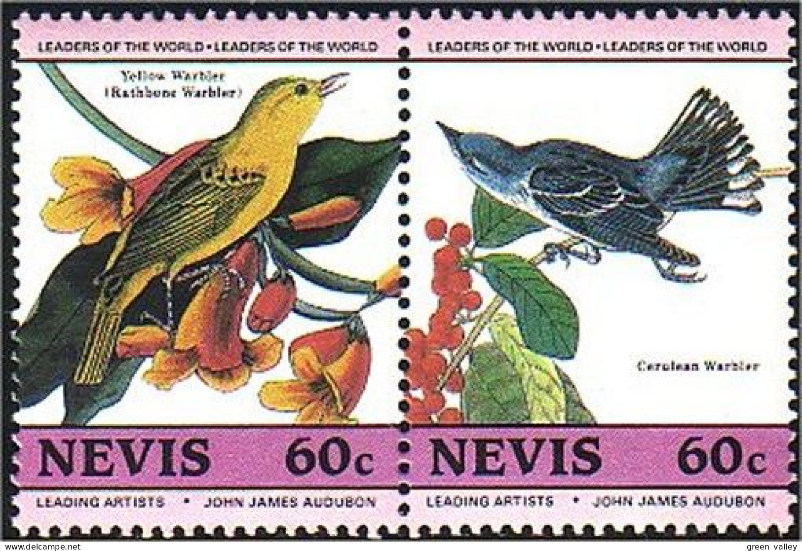 672 Nevis Audubon Birds Warbler Mesange MNH ** Neuf SC (NEV-13a) - St.Kitts Und Nevis ( 1983-...)