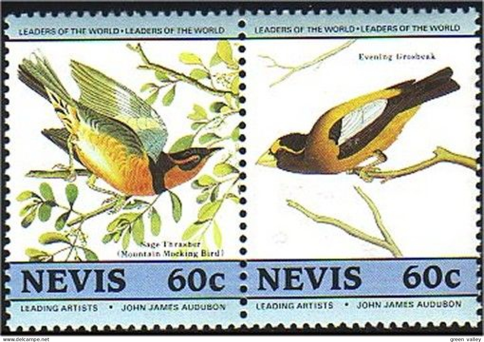 672 Nevis Audubon Birds Grosbeak Gros Bec MNH ** Neuf SC (NEV-12a) - St.Kitts And Nevis ( 1983-...)