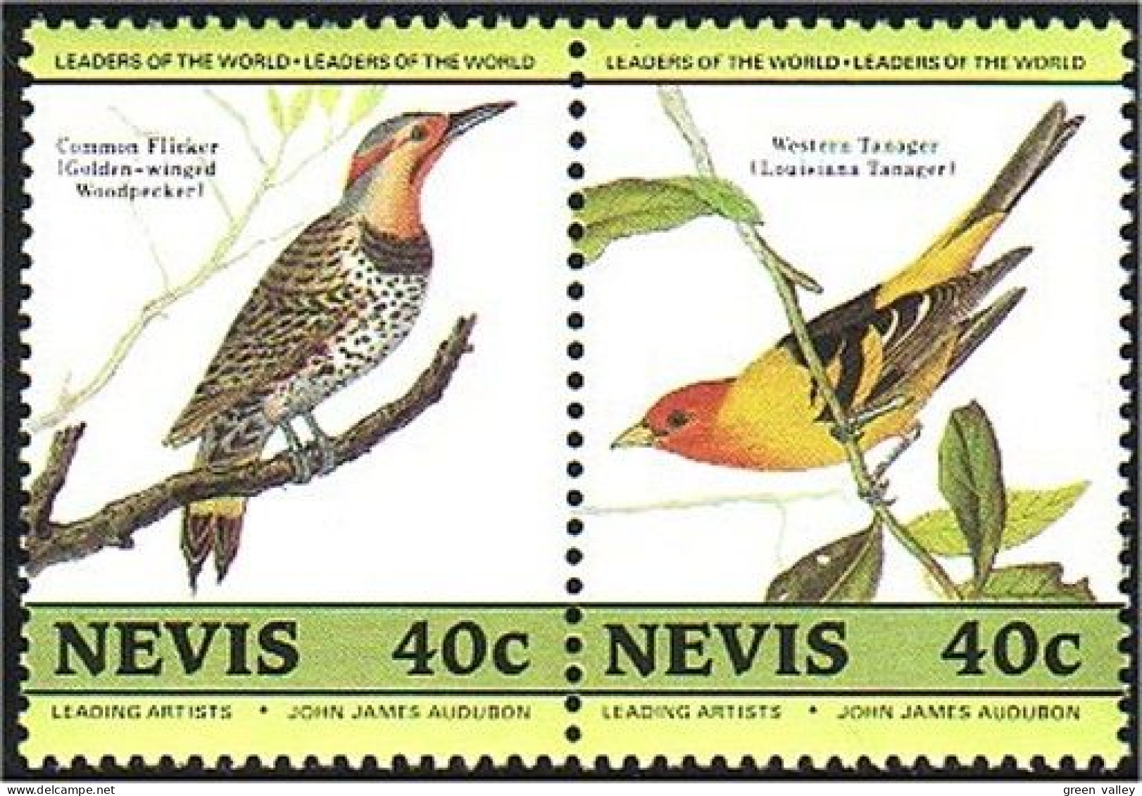 672 Nevis Audubon Birds Tanager MNH ** Neuf SC (NEV-10a) - St.Kitts Y Nevis ( 1983-...)