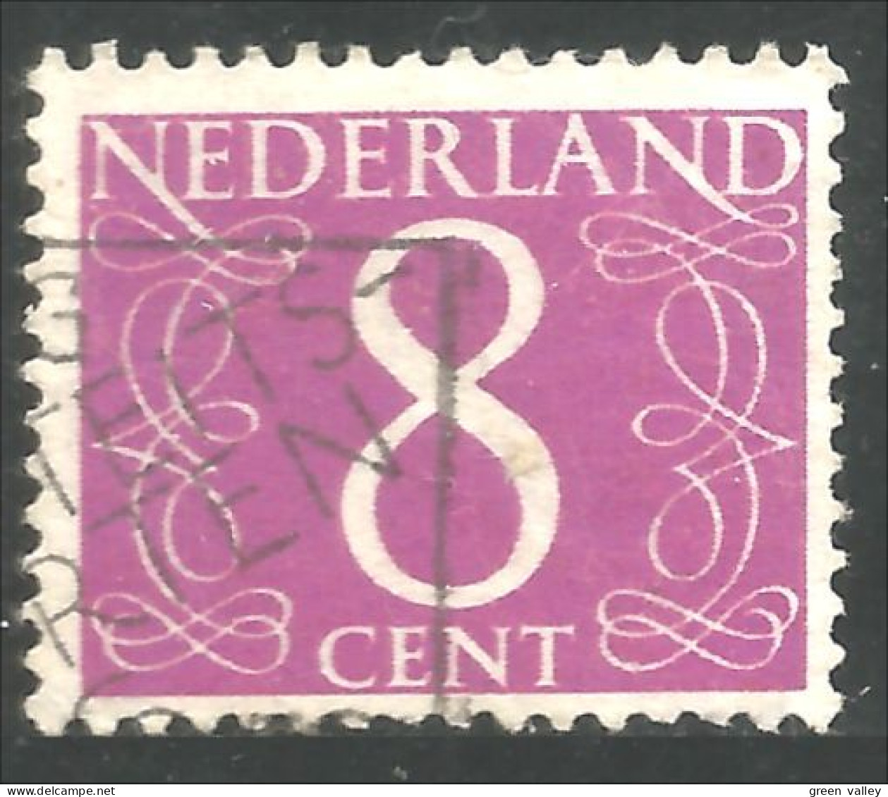 670 Netherlands 1953 Nuneral 8 Cent Lilas Lilac (NET-109) - Oblitérés