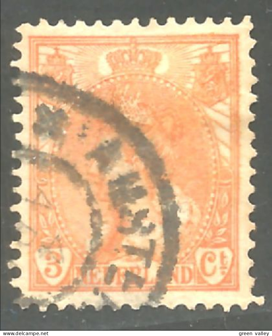 670 Netherlands Queen Wilhelmina 1898 3c Orange (NET-55) - Used Stamps