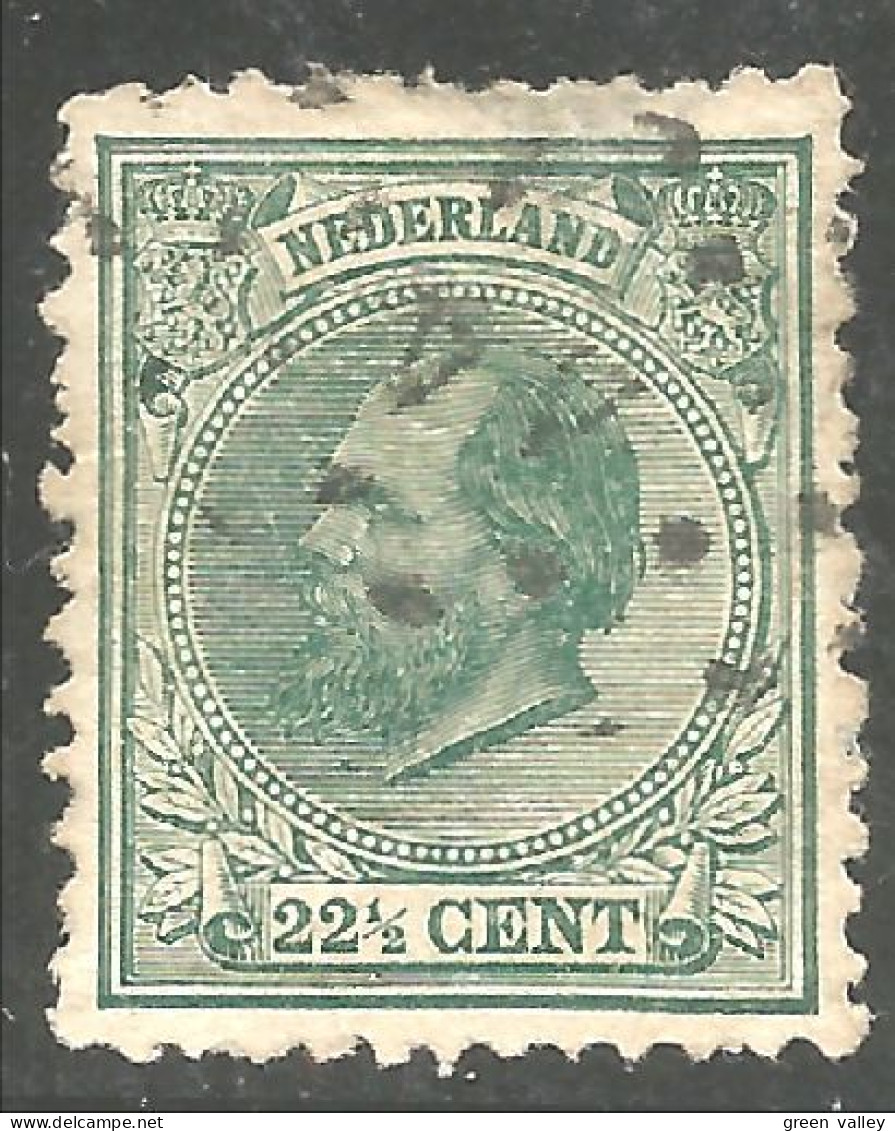 670 Netherlands 1888 22 1/2c Green William III Guillaume III (NET-53) - Gebruikt