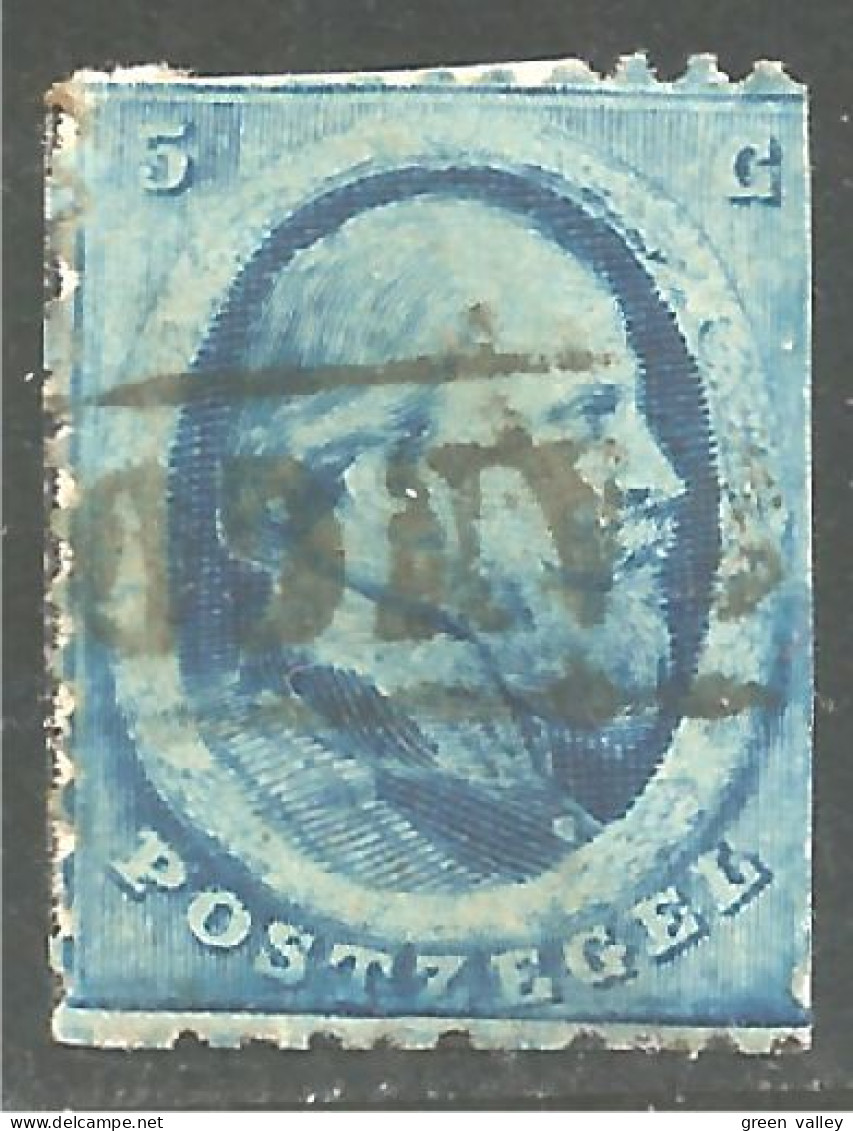 670 Netherlands 1864 5c Blue William III Guillaume III (NET-51) - Gebruikt