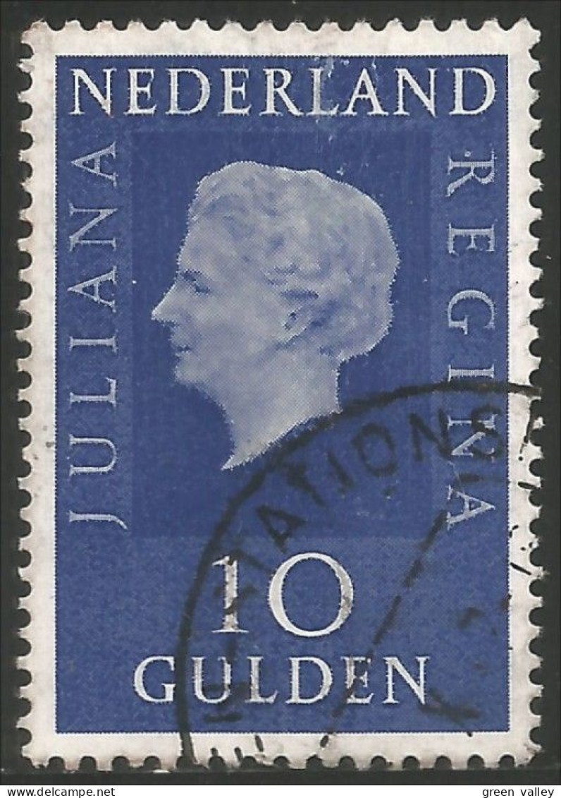 670 Netherlands 1975 10 GLD Blue Bleu Grey Queen Juliana (NET-19) - Used Stamps