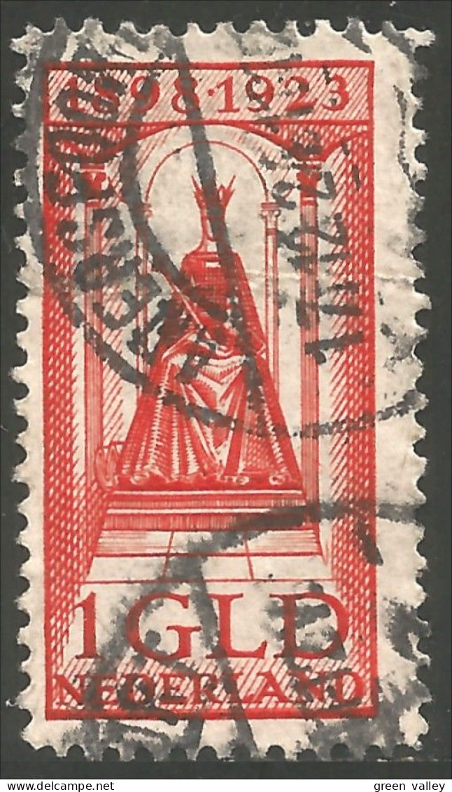 670 Netherlands 1923 Queen Wilhelmina 1 GLD Red Rouge (NET-8) - Used Stamps