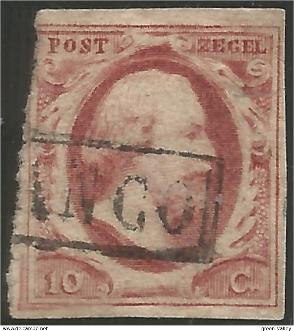 670 Netherlands 1852 10c Lake Imperforate (NET-3) - Gebruikt