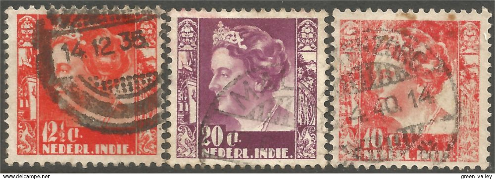 669 Netherlands Indies 3 Timbres Stamps 1934 Wilhemina (NEC-7) - Nederlands-Indië