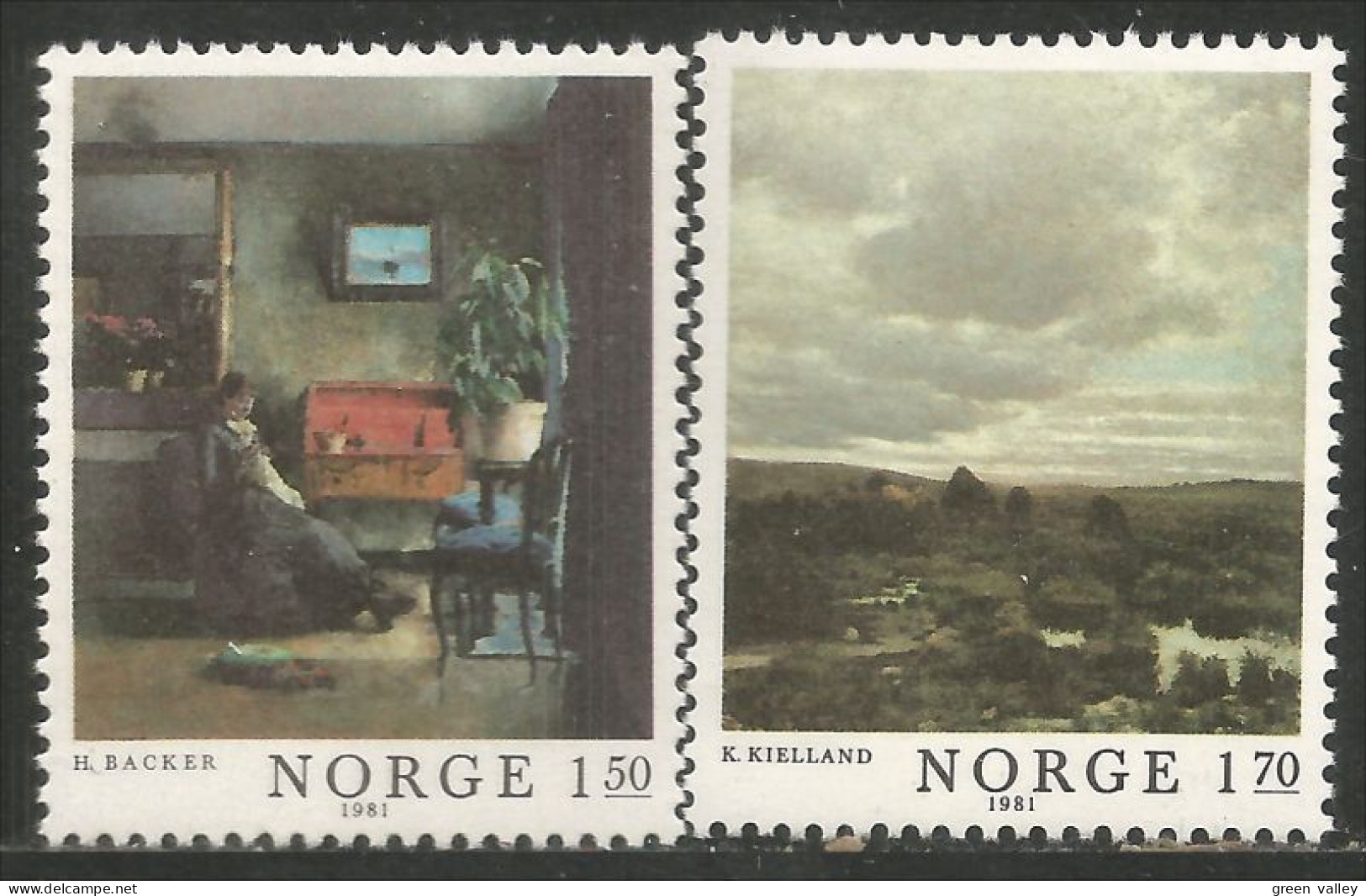 690 Norway Tableaux Backer Kielland Paintings MNH ** Neuf SC (NOR-272) - Ongebruikt