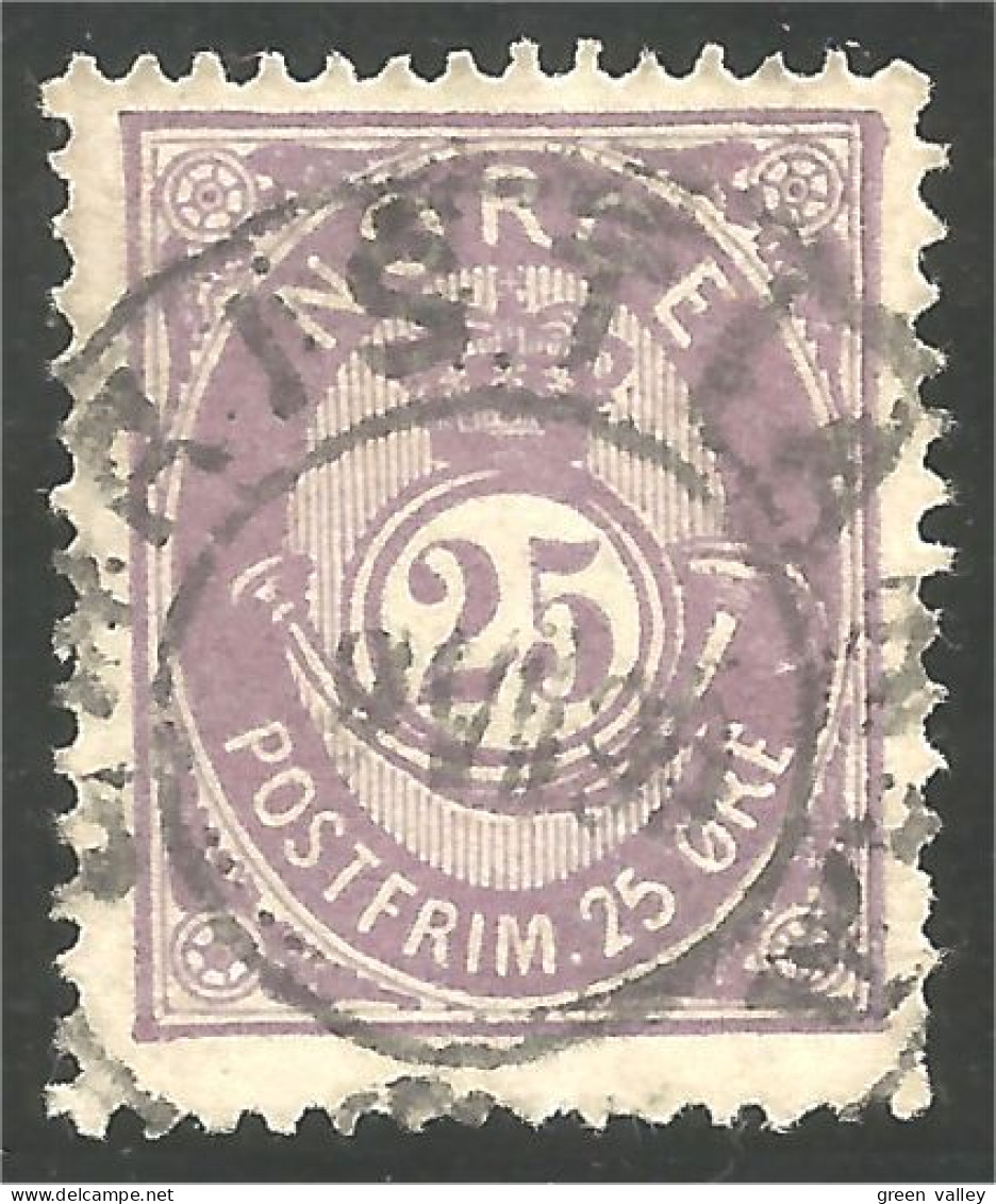 690 Norway 1884 25o Violet Cor Posthorn (NOR-255) - Gebruikt