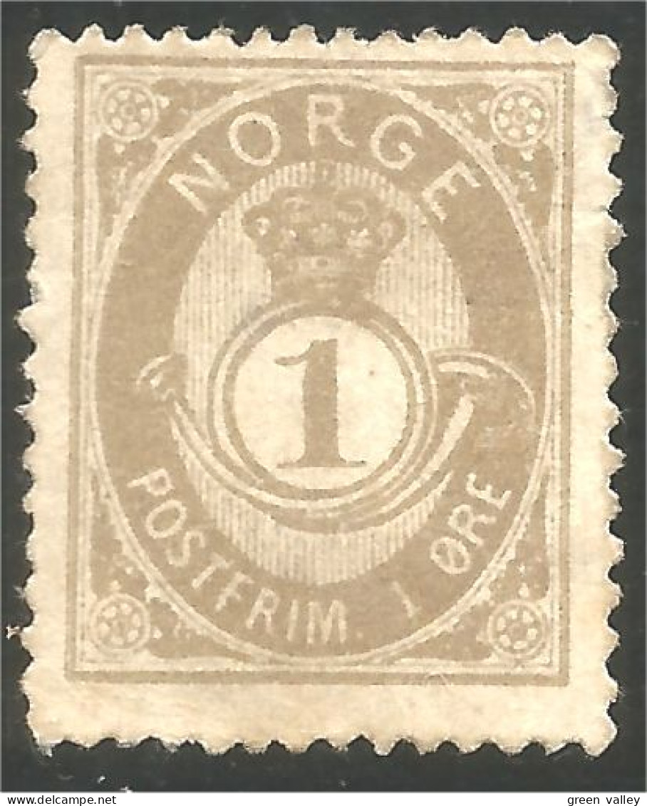 690 Norway 1886 1o Brown Cor Posthorn (NOR-254) - Used Stamps