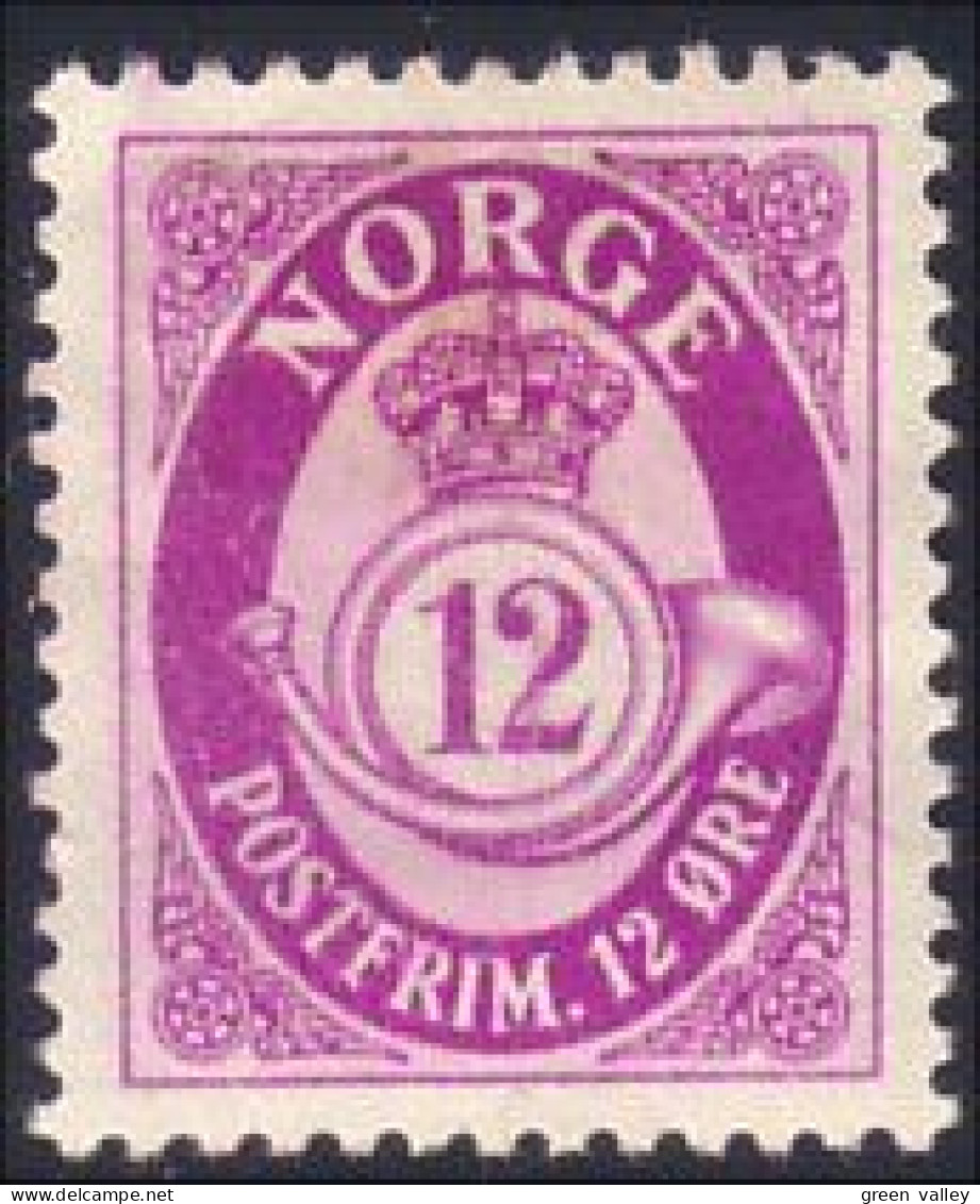 690 Norway Posthorn Cor 12 Ore Violet MH * Neuf (NOR-47) - Oblitérés