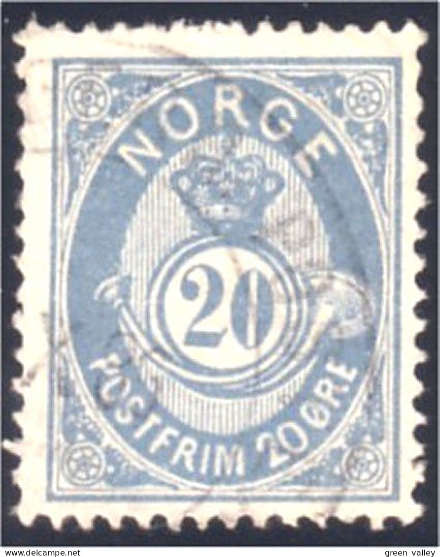 690 Norway Posthorn Cor 20 Ore No Period Sans Point (NOR-5) - Oblitérés