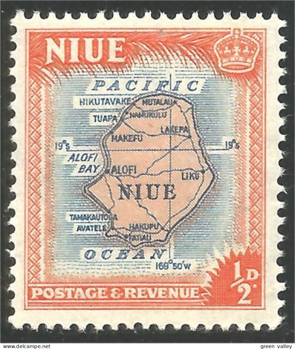 688 Niue 1946 Peace Issue Carte Map MNH ** Neuf SC (NIU-19b) - Geografía