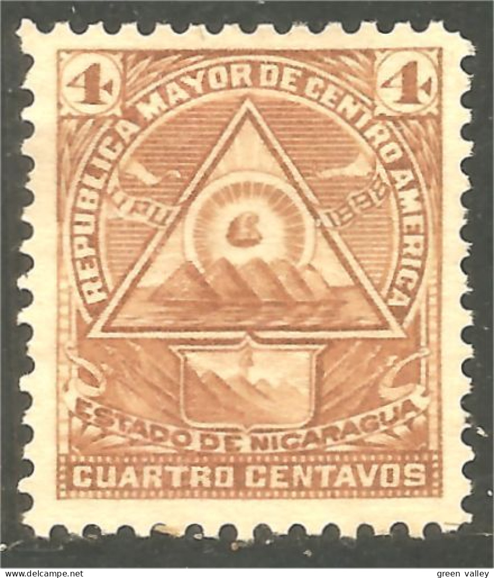 684 Nicaragua 1898 Coat Arms Armoiries 4c Red Brown No Gum (NIC-546) - Nicaragua