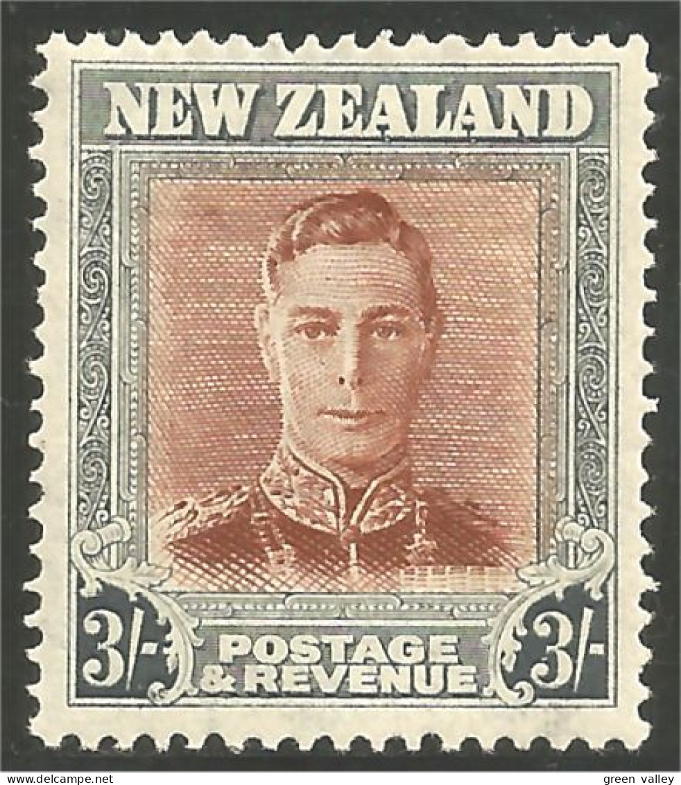 706 New Zealand 1947 George VI 3sh MH * Neuf (NZ-83) - Unused Stamps