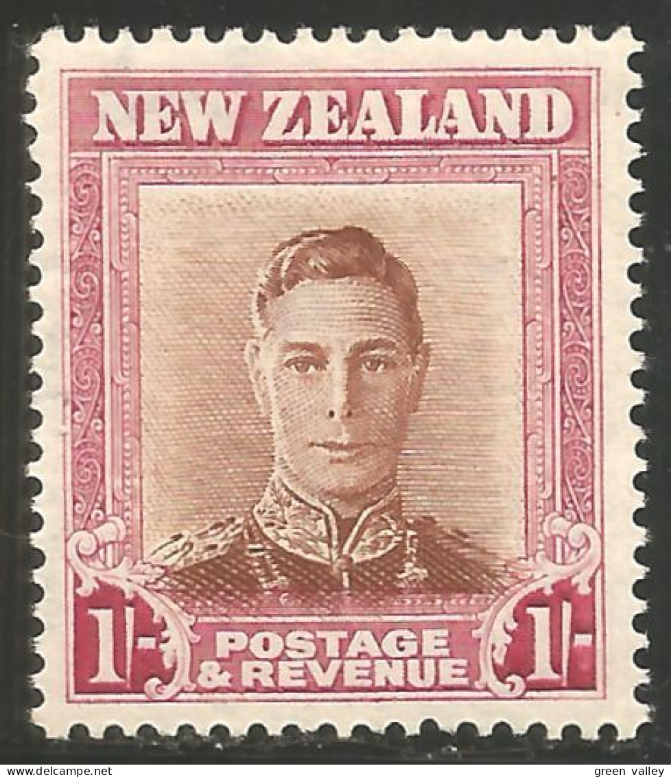 706 New Zealand 1947 George VI 1sh MH * Neuf (NZ-81) - Unused Stamps