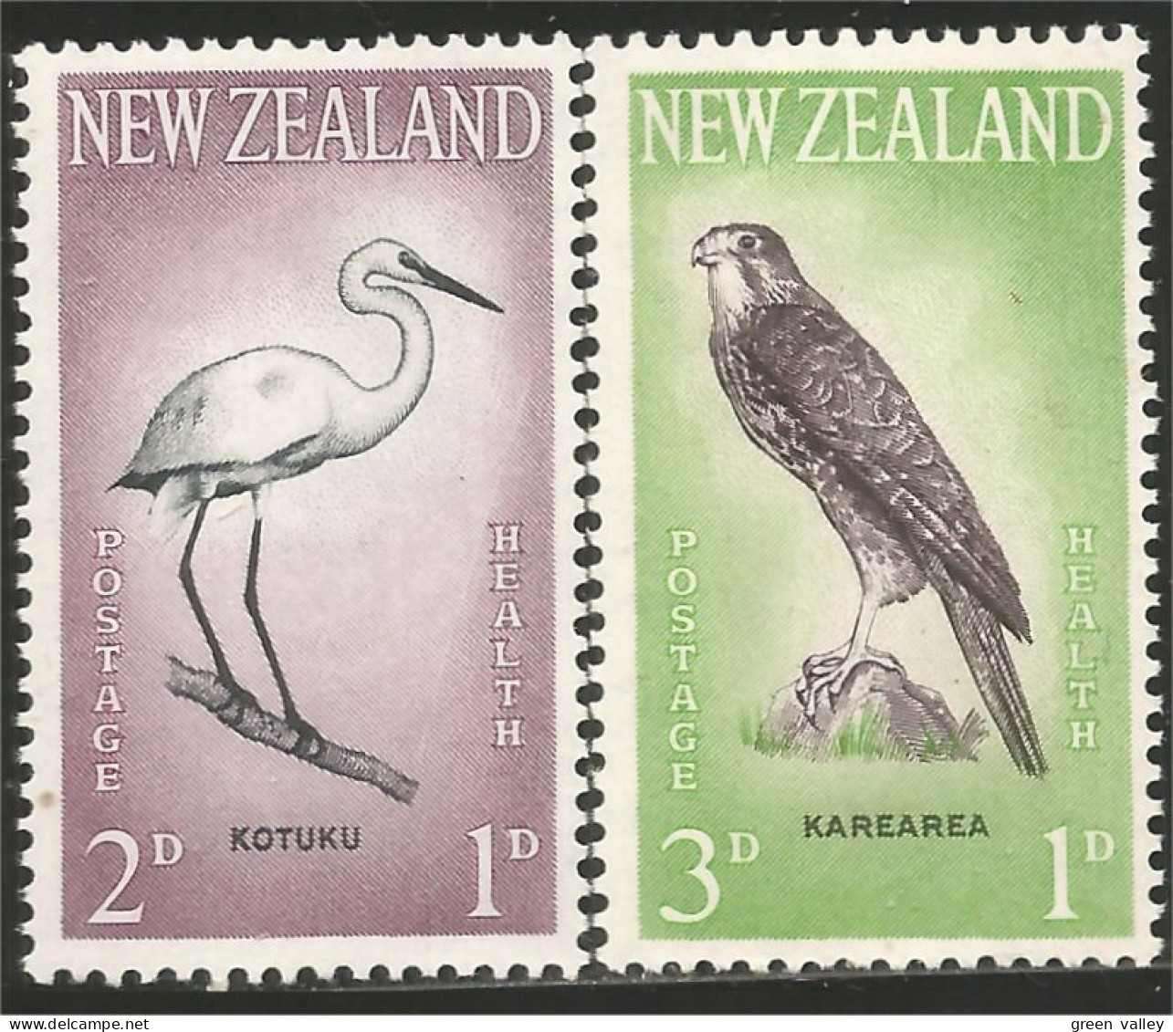 706 New Zealand 1961 Aigrette Egret Heron Faucon Falcon MNH ** Neuf SC (NZ-56a) - Cigognes & échassiers