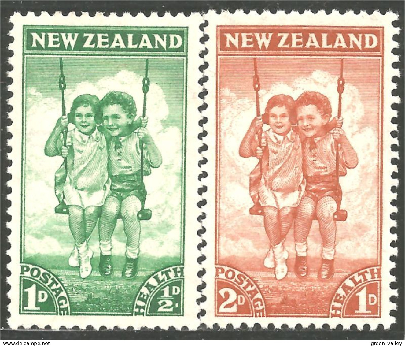 706 New Zealand 1942 Children Swing Enfants Balançoire MH * Neuf (NZ-35) - Sonstige & Ohne Zuordnung