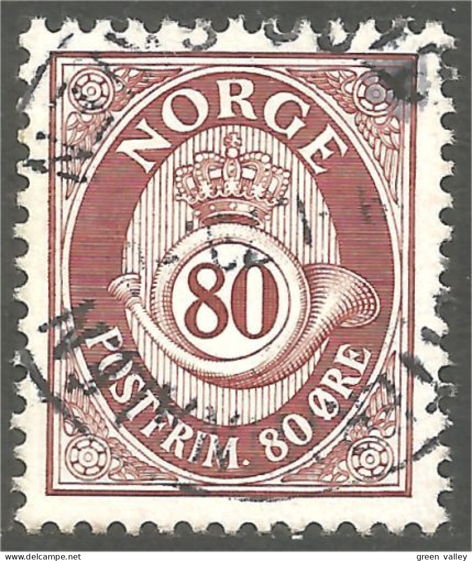 690 Norway 1978 Cor Postal Horn 80c Red Brown Brun Rouge (NOR-446b) - Poste