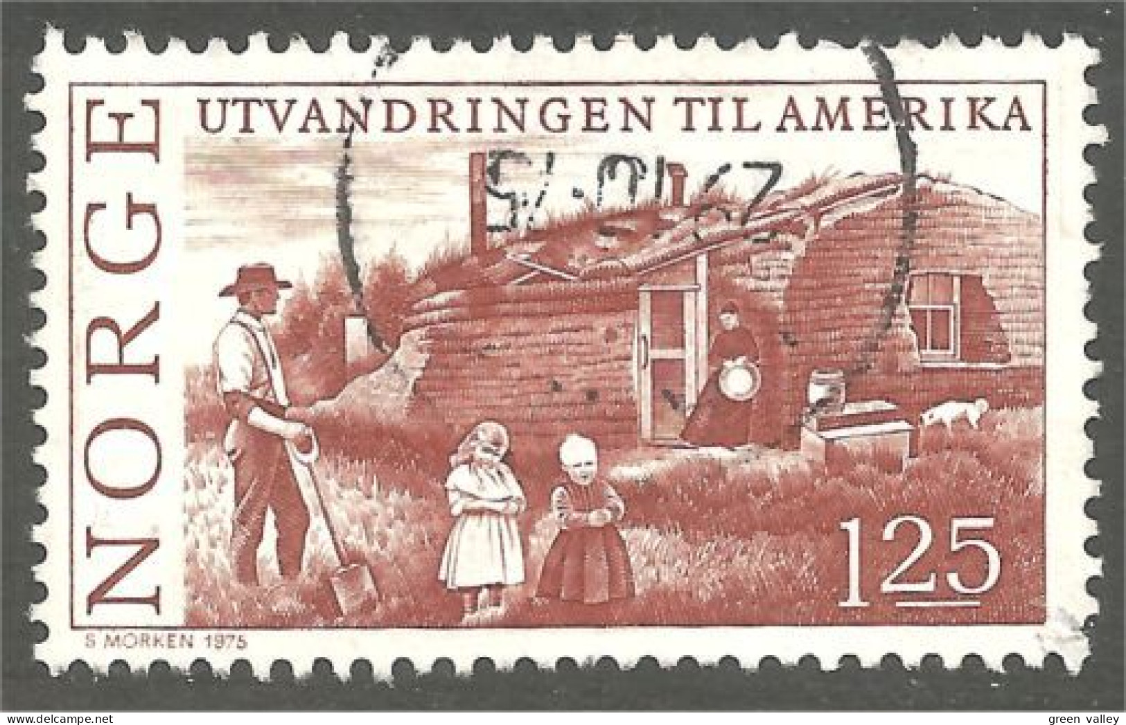 690 Norway 1975 Emigration America Maison House Hut Cabane Settlers Colon (NOR-428b) - Indépendance USA