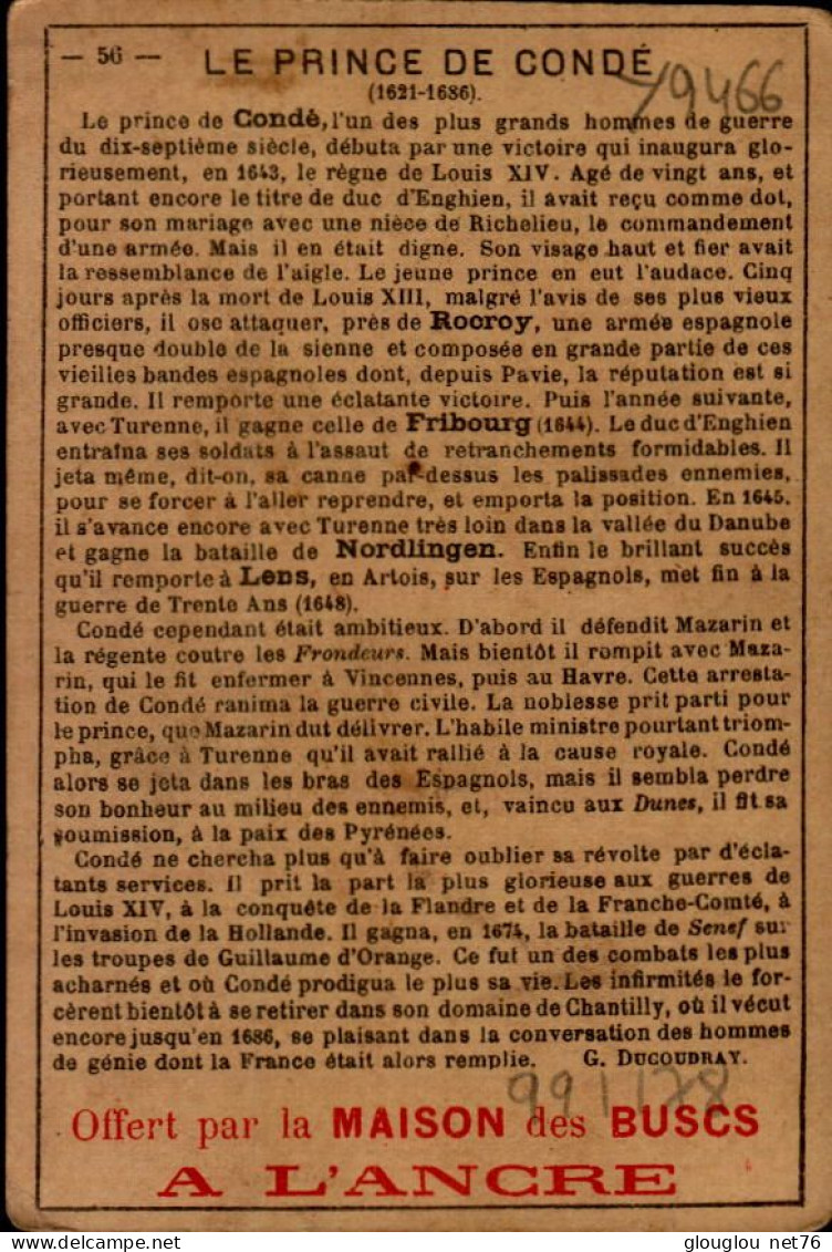 CHROMO...OFFERT PAR LA MAISON DES BUSCS A L'ANGRE...LE PRINDE CE CONDE - Artis Historia