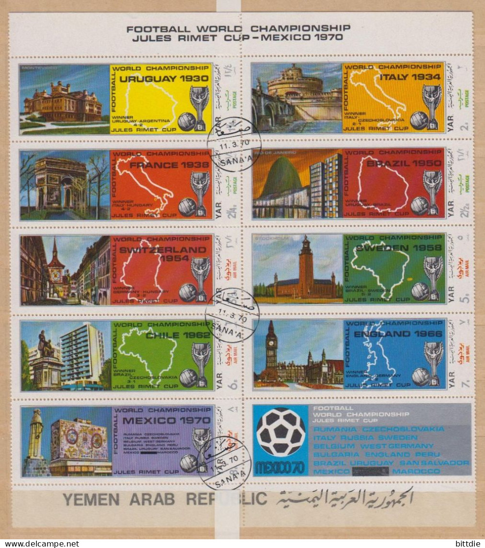 Fußball-WM'70 , Rep.Jemen  1088/96 ZD , O   (A4-0131) - 1970 – Mexique