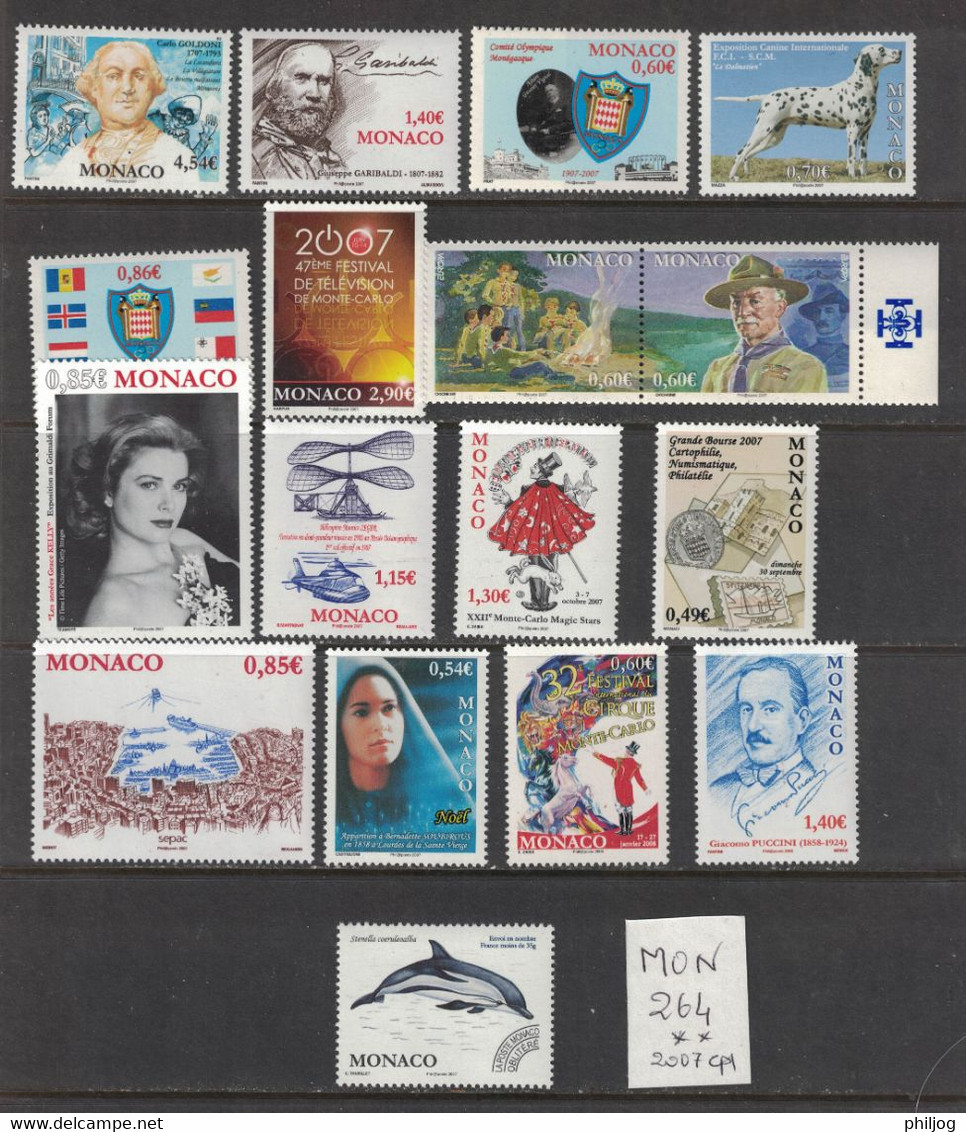 Monaco - Année 2007 Complète - Neuve SANS Charnière - 16 Timbres Du 2588 à 2603 Avec Préo 114 - MNH Year 2007 - Full Years