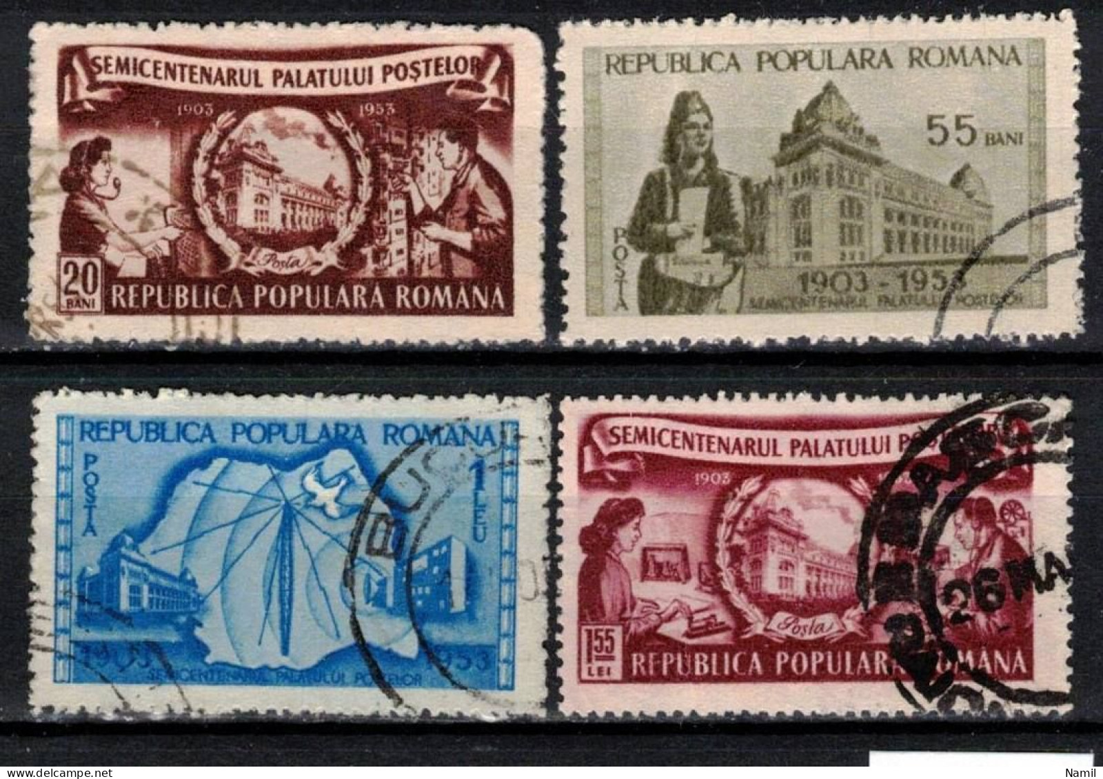 Roumanie 1953 Mi 1445-8 (Yv 1317-20), Obliteré - Usado