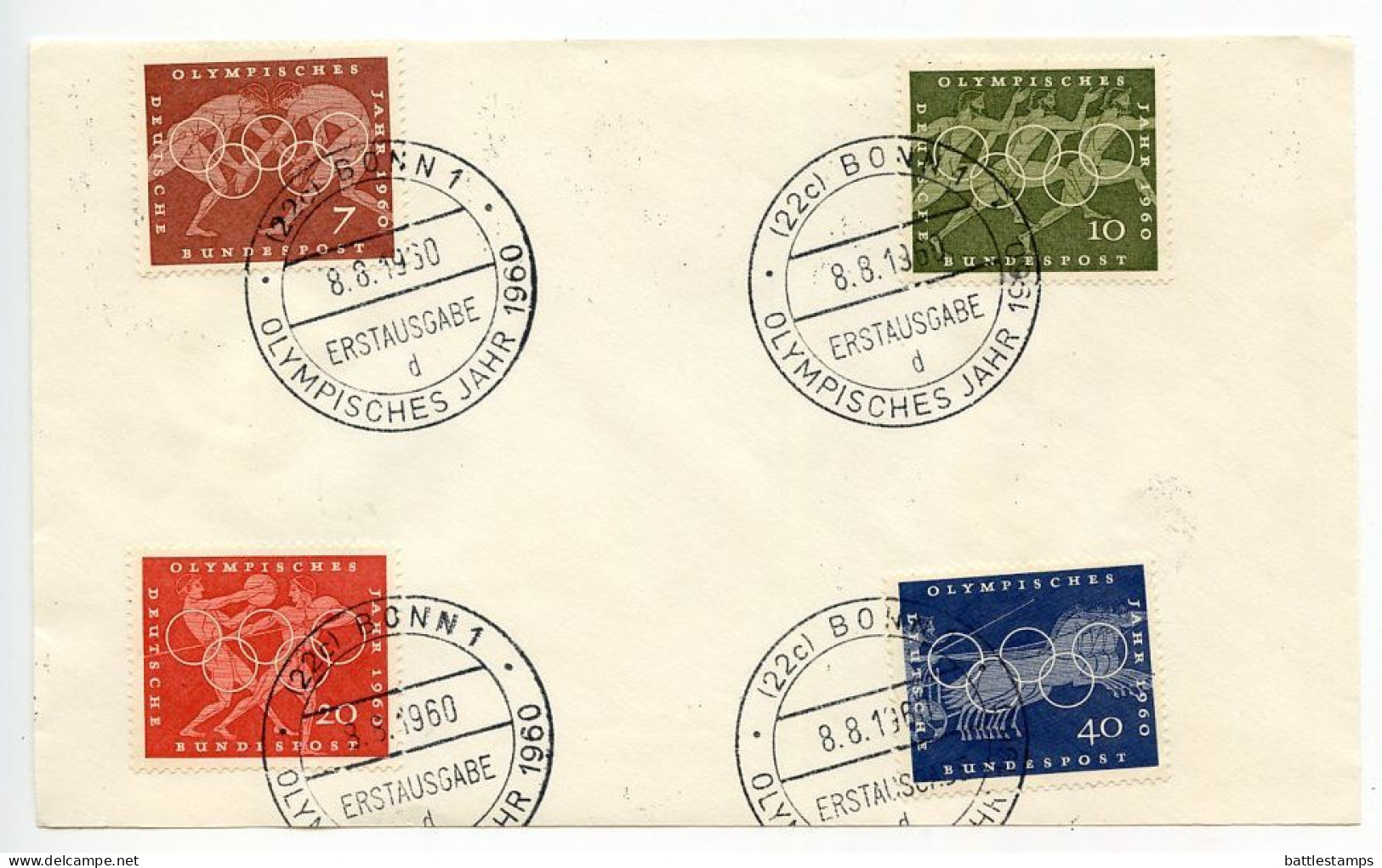 Germany, West 1960 FDC Scott 813-816 17th Olympic Games In Rome - 1948-1960