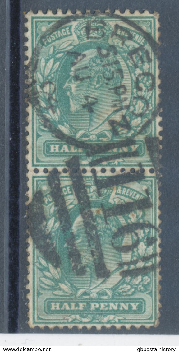 GB EVII ½d Blue-green (pair) VFU With Duplex „BRECON / 116“, Breconshire, Wales (3VOD, Time In Full 5.15.PM), 4.8.1904 - Used Stamps