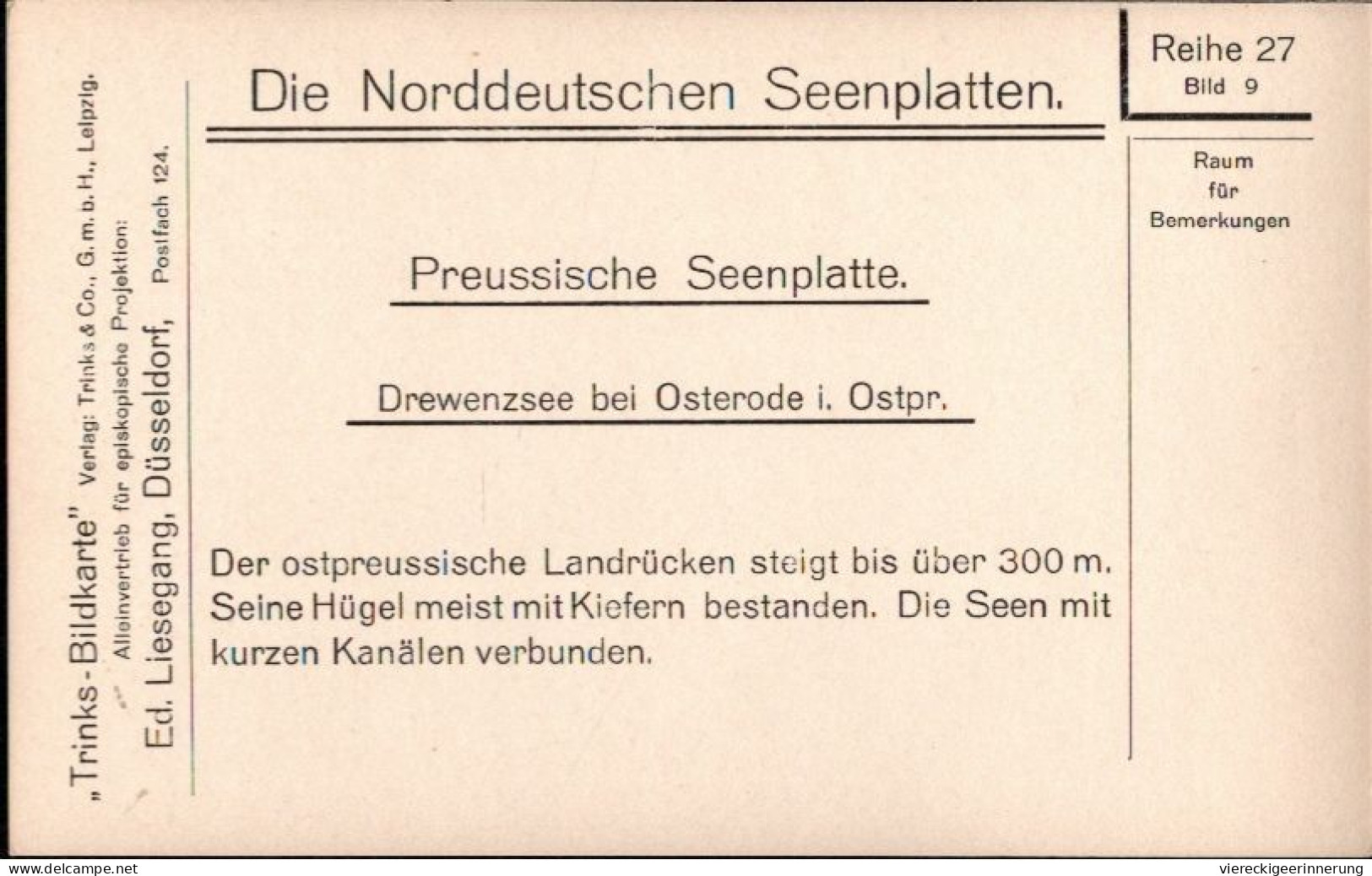 ! Werbekarte Drewenzsee Bei Osterode In Ostpreußen, Verlag Trinks, Liesegang - Ostpreussen