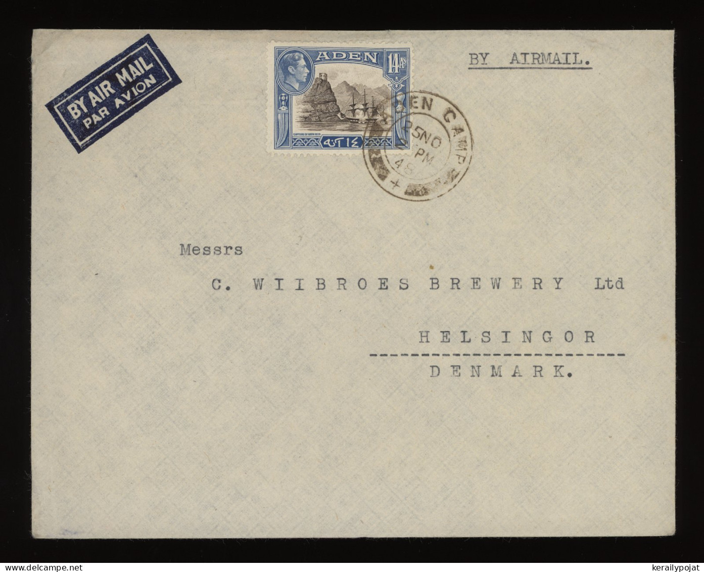 Aden 1948 Aden Camp Air Mail Cover To Denmark__(12404) - Aden (1854-1963)