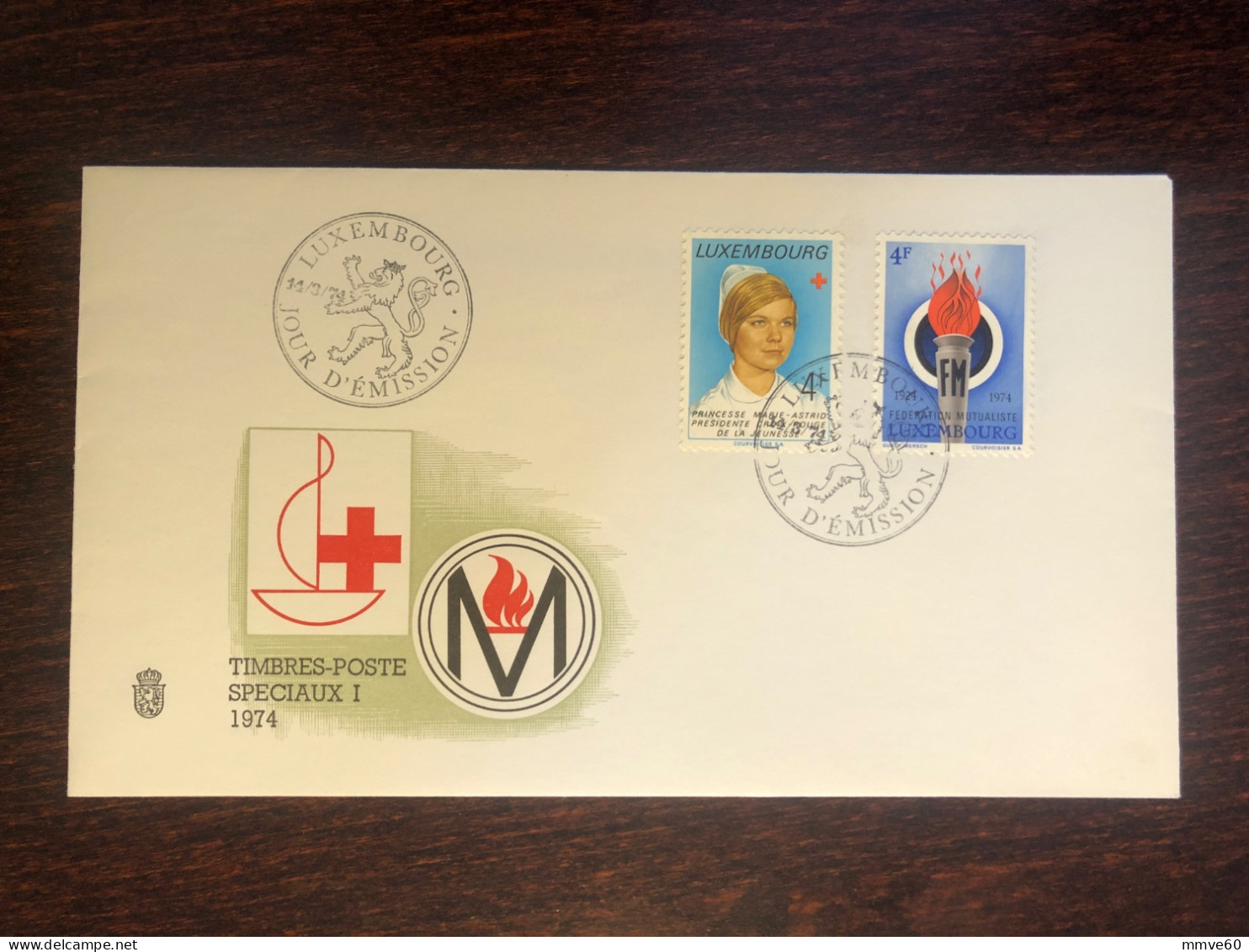 LUXEMBOURG FDC COVER 1974 YEAR RED CROSS HEALTH MEDICINE STAMPS - FDC