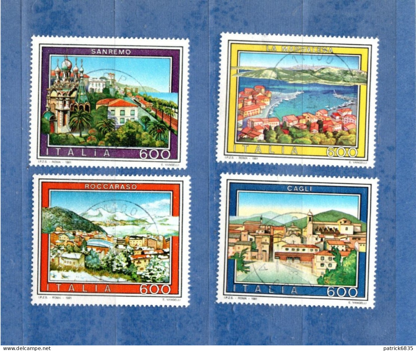 (Fr) Italia ° -1991 - TURISTICA, Sanremo-Cagli-Roccaraso-La Maddalena. Unif. 1972 à 1975.  LUSSO - 1991-00: Gebraucht