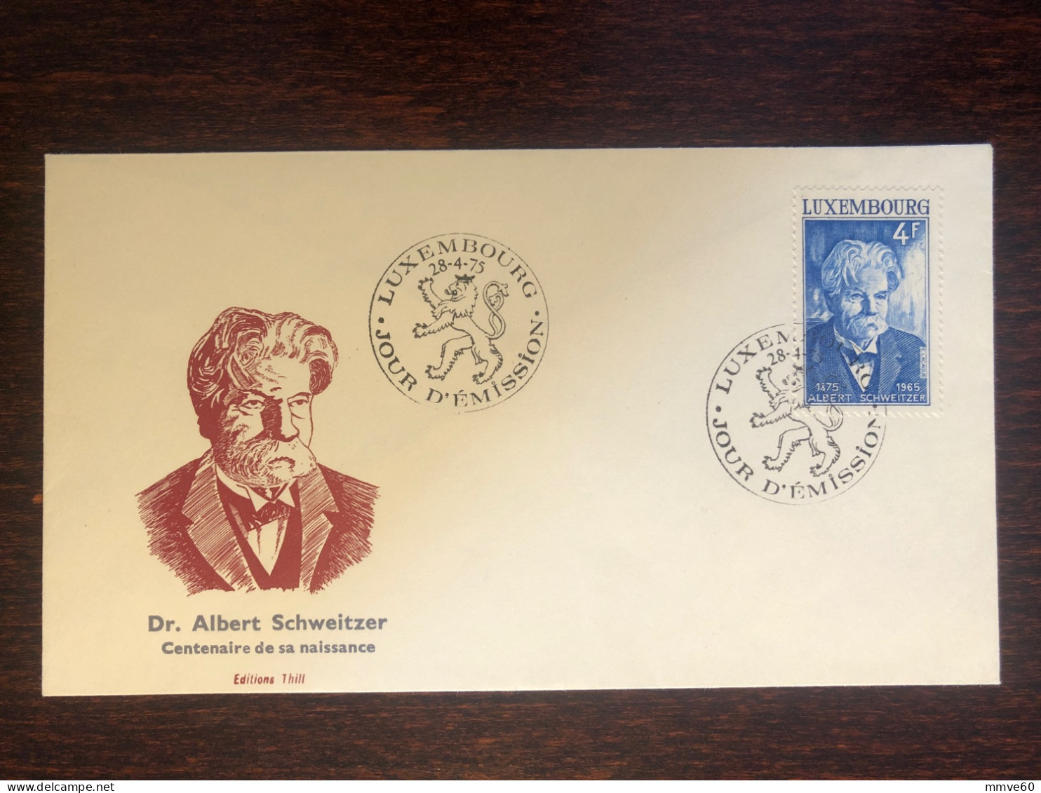 LUXEMBOURG FDC COVER 1975 YEAR SCHWEITZER HEALTH MEDICINE STAMPS - FDC